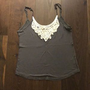 Talula gray cami with “lace” detail at neckline